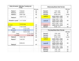 24 25 Modified Block Option (Published) Schedules