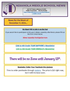 December 9, 2024 Newsletter