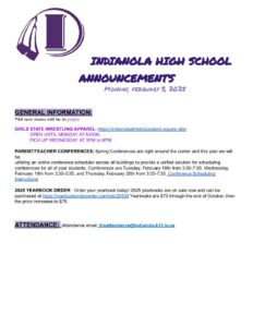 High School Announcements 02 03 25