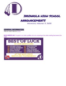 High School Announcements 02 19 25