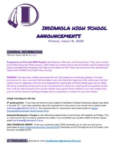 High School Announcements 03 31 25