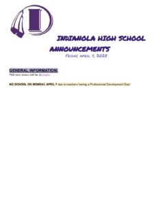 High School Announcements 04 04 25