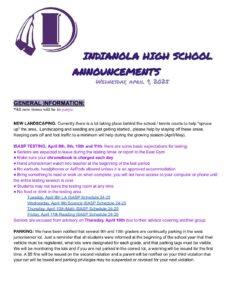 High School Announcements 04 09 25