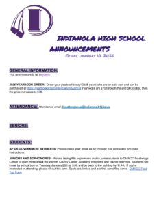 High School Announcements 1 10 25