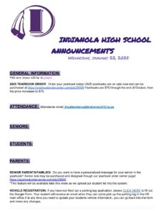 High School Announcements 1 22 25