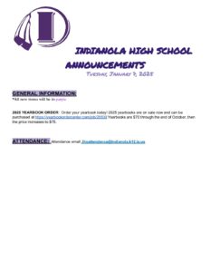 High School Announcements 1 7 25