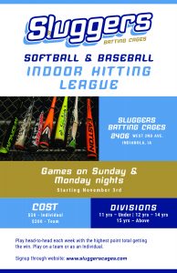 Sluggers Indoor Hitting League Flyer2019